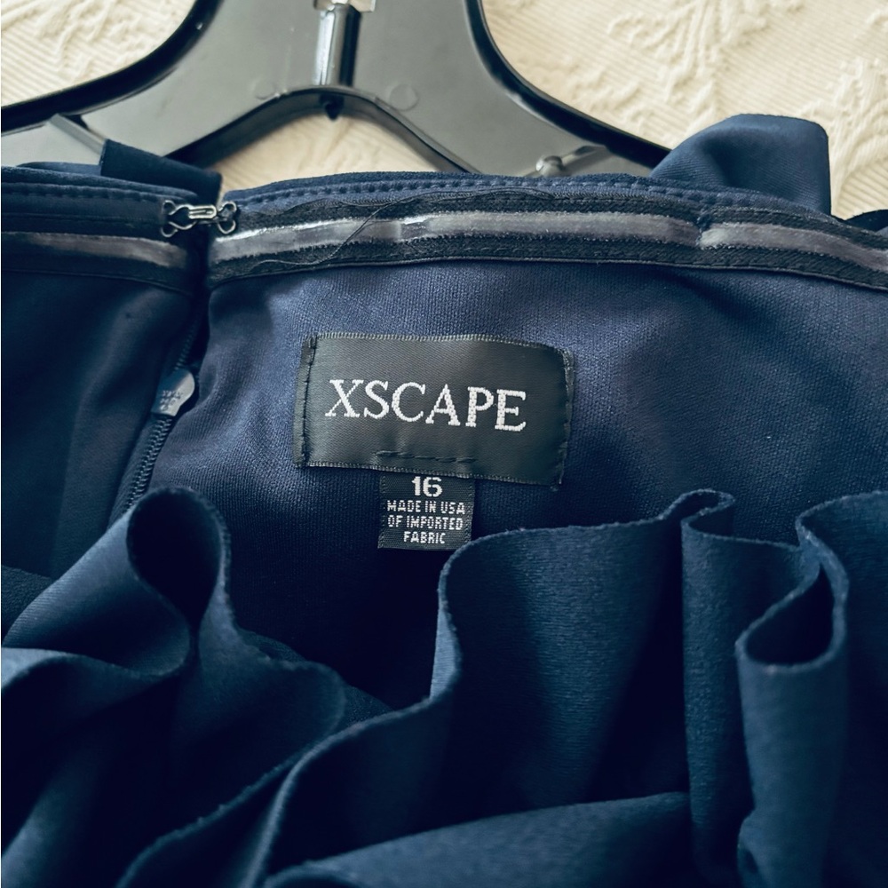 Xscape Blue Ruched Ruffled Gown - Picture 4 of 4